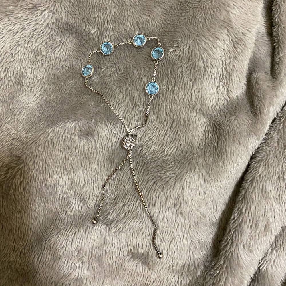 Silver Brilliance Bolero Bracelet Blue crystal